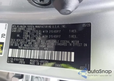 2025 Toyota Corolla Cross Hybrid Se z USA, uszkodzony, nr VIN 7MUFBABG9SV084250